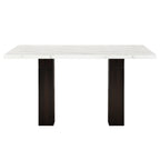 40-1221-7PC-CH 7 pc Faust espresso finish wood 68" faux marble top counter height dining table set