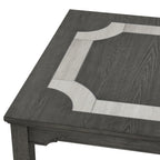 40-1605-7PC 7 pc Lisbon grey finish wood 102" dining table set marble inlay pattern on top of table