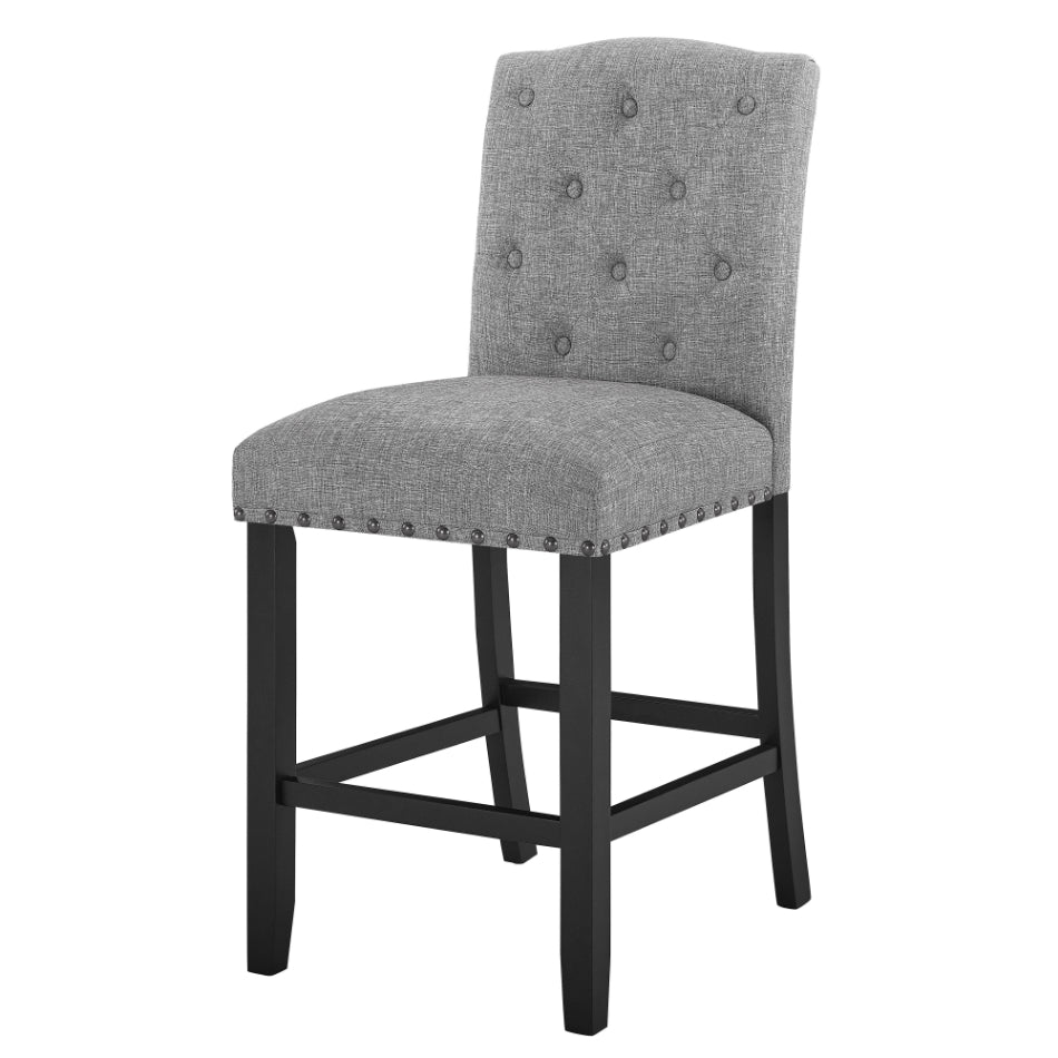 41-1606-52S-GRY-5PC 5 pc Daphne grey finish wood 42" counter height dining table set fabric upholstered tufted back chairs