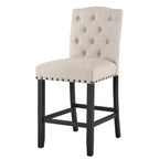 41-1606-52S-NAT-5PC 5 pc Daphne natural finish wood 42" counter height dining table set fabric upholstered tufted back chairs