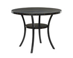 Crispin Smokey Brown Finish Wood 5-Piece 48" Round Industrial Dining Table Set with Fabric Seats & Nailhead Trim – 41-162-DT-SMK-5PC