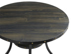 Crispin Smokey Brown Finish Wood 5-Piece 48" Round Industrial Dining Table Set with Fabric Seats & Nailhead Trim – 41-162-DT-SMK-5PC
