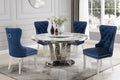 Best Quality 58" Round Marble Dining Table Set with Blue Chairs – D16LS-4SC46