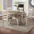 Cori Two-Tone Bisque Beige & Brown Oak 47" Round Dining Table Set – D1719BSQ-5PC