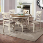 Cori Two-Tone Bisque Beige & Brown Oak 47" Round Dining Table Set – D1719BSQ-5PC