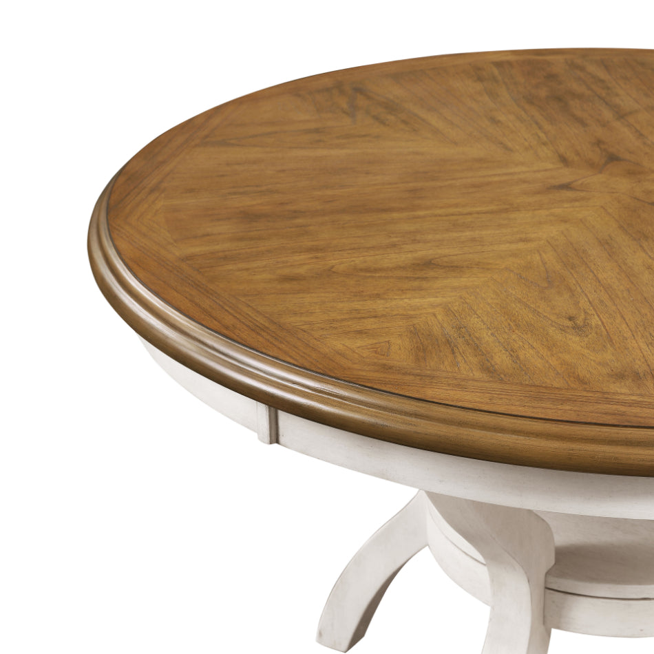 Cori Two-Tone Bisque Beige & Brown Oak 47" Round Dining Table Set – D1719BSQ-5PC