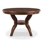 D1719CHY-5PC 5 pc Cori cherry brown finish wood 47" round dining table set fabric upholstered seats