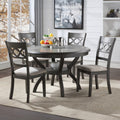 Cori Grey Finish Wood 5-Piece 47" Round Dining Table Set with Fabric Upholstered Seats – D1719GRY-5PC