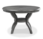 Cori Grey Finish Wood 5-Piece 47" Round Dining Table Set with Fabric Upholstered Seats – D1719GRY-5PC