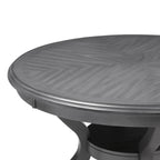 Cori Grey Finish Wood 5-Piece 47" Round Dining Table Set with Fabric Upholstered Seats – D1719GRY-5PC
