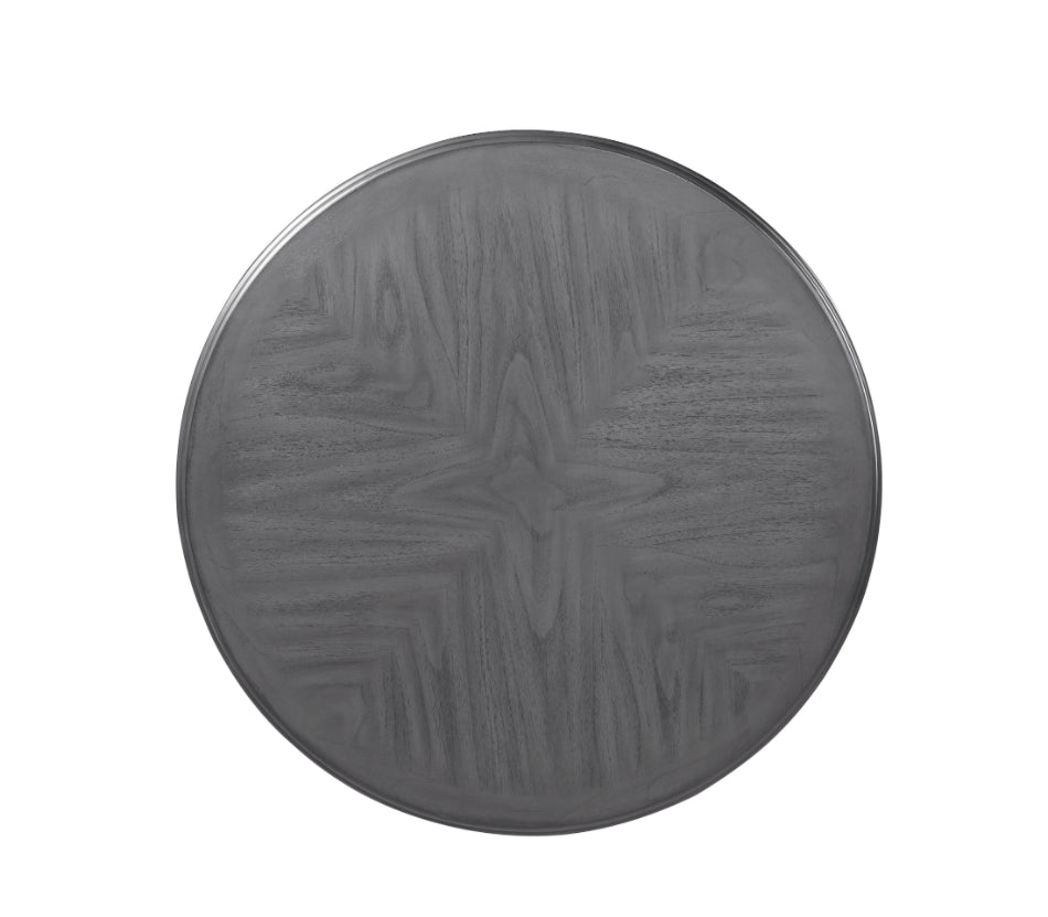Cori Grey Finish Wood 5-Piece 47" Round Dining Table Set with Fabric Upholstered Seats – D1719GRY-5PC