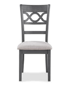 Cori Grey Finish Wood 5-Piece 47" Round Dining Table Set with Fabric Upholstered Seats – D1719GRY-5PC