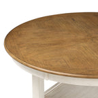 D1719-52BSQ-5PC 5 pc Cori bisque beige and brown oak finish wood 42" round counter height dining table set fabric upholstered seats