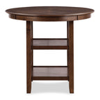 D1719-52CHY-5PC 5 pc Cori cherry brown finish wood 42" round counter height dining table set fabric upholstered seats