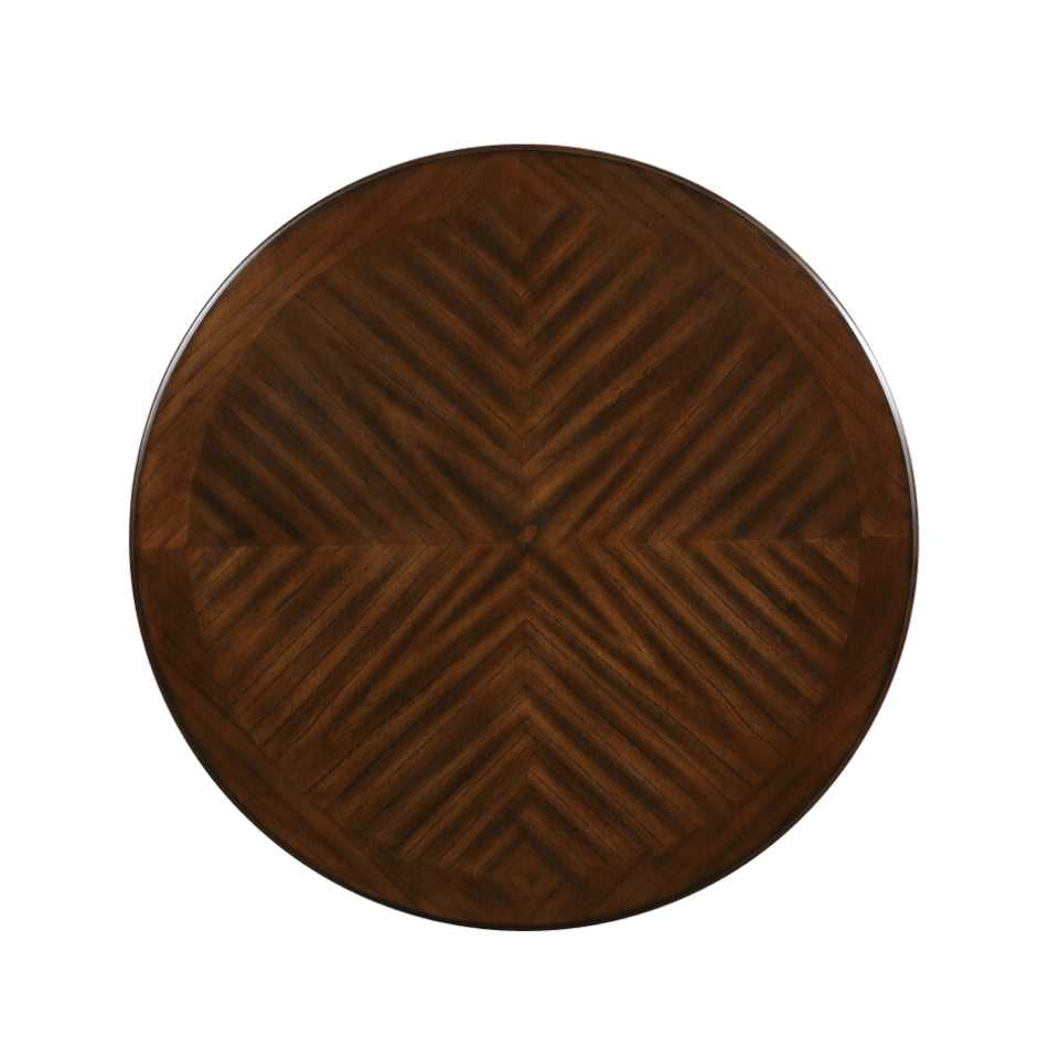 D1719-52CHY-5PC 5 pc Cori cherry brown finish wood 42" round counter height dining table set fabric upholstered seats