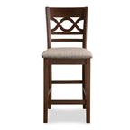 D1719-52CHY-5PC 5 pc Cori cherry brown finish wood 42" round counter height dining table set fabric upholstered seats