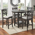 D1719-52GRY-5PC 5 pc Cori grey finish wood 42" round counter height dining table set fabric upholstered seats