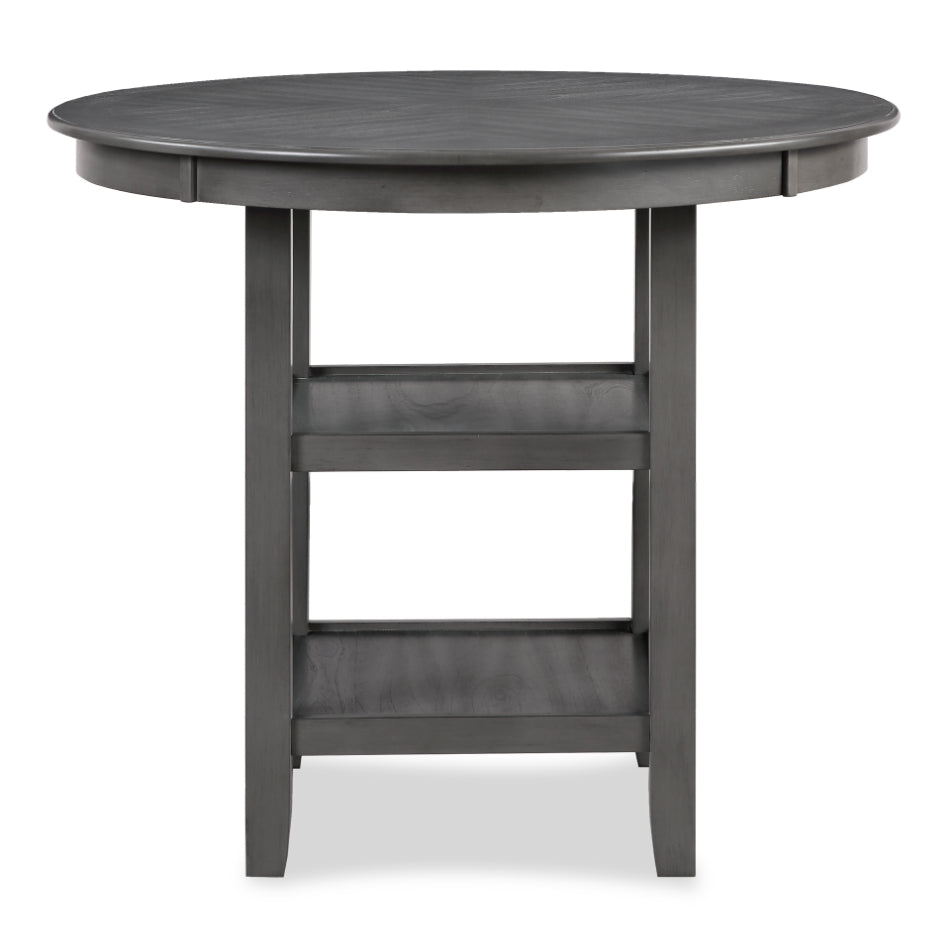 D1719-52GRY-5PC 5 pc Cori grey finish wood 42" round counter height dining table set fabric upholstered seats