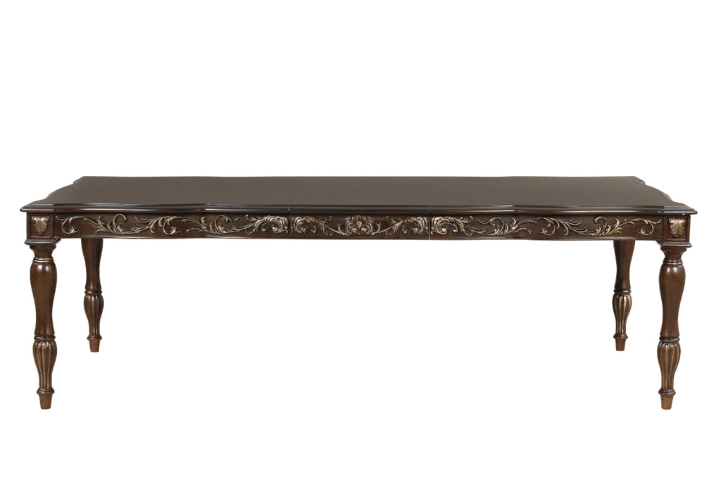 49-1754-7PC 7 pc Maximus cherry finish wood dining table set faux leather chairs classic style heirloom craftsmanship