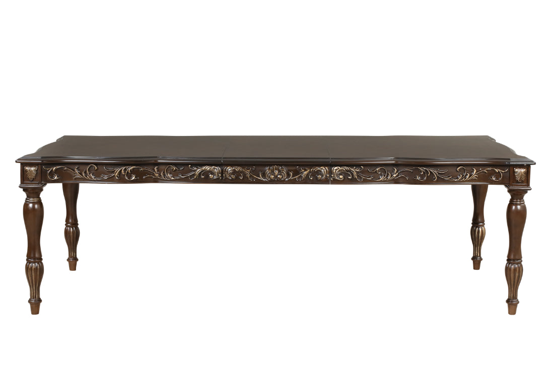 49-1754-7PC 7 pc Maximus cherry finish wood dining table set faux leather chairs classic style heirloom craftsmanship