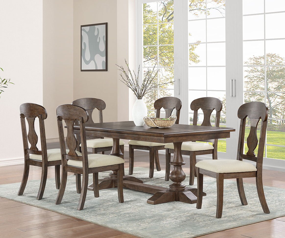 Best Quality D181-D7 7 pc Hector rustic oak finish wood dining table set