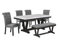 Best Quality D185D6-GY 6 pc Canora grey weathered grey finish wood faux marble top dining table set grey chairs and bench