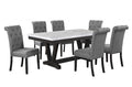 Best Quality Canora Grey Weathered Grey Finish Wood Faux Marble Top Dining Table Set with Grey Chairs – D185D7-GY