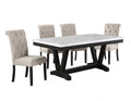 Best Quality Red Barrel Studio Aygul Weathered Grey Finish Wood Faux Marble Top Dining Table Set with Beige Chairs – D186-D5