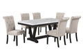 Best Quality Canora Grey Weathered Grey Finish Wood Faux Marble Top Dining Table Set with Beige Chairs – D186D7-BG