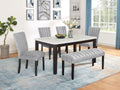 D187D6 6 pc Darby home co espresso finish wood faux marble top dining table set with bench