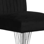 40-1891-7PC 7 pc Ava black finish wood 71" modern dining table set with chrome accents and black velvet chairs