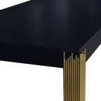 40-2034-5PC 5 pc Empire black finish wood 72" dining table set modern style gold finish legs