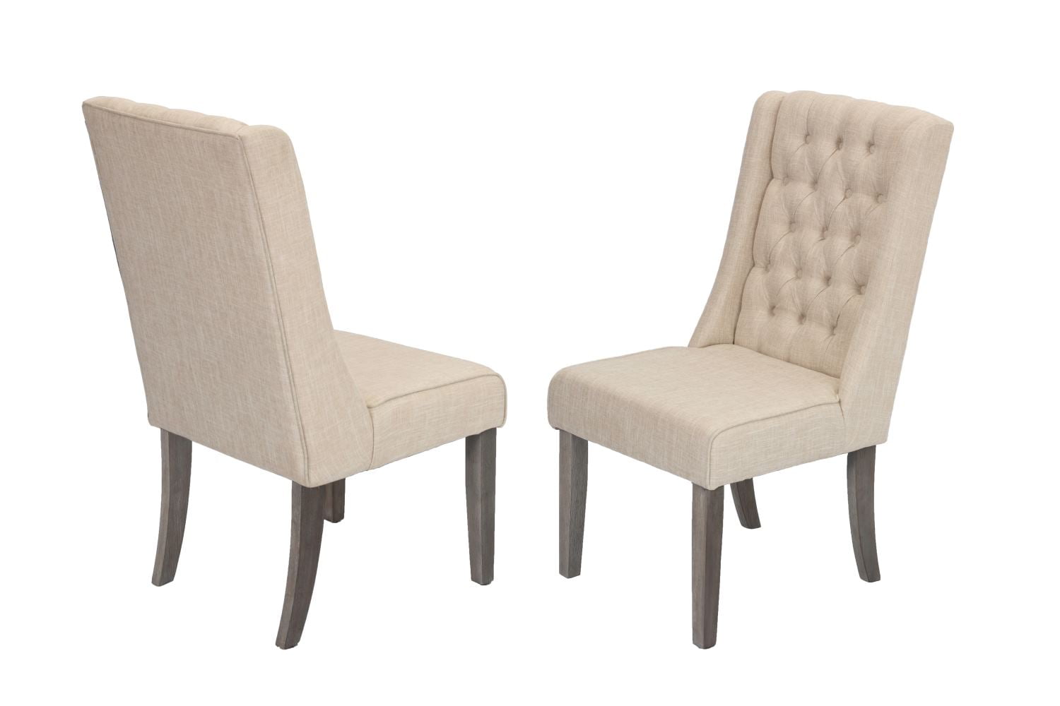 D25-SC-2PK Set of 2 Gracie oaks desjardins denville antique rustic grey finish wood beige fabric dining chairs