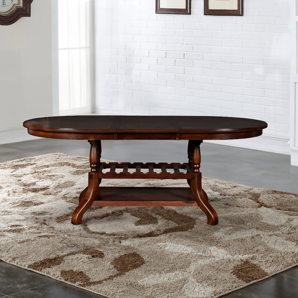 40-2541-7PC 7 pc Bixby espresso cherry finish wood 60" oval dining table set fabric upholstered seats