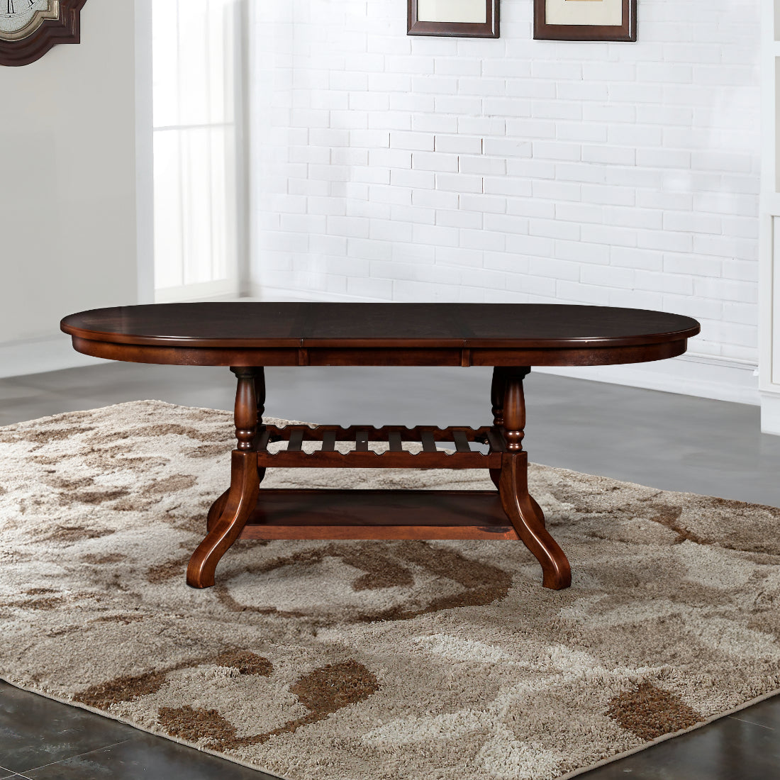 40-2541-7PC 7 pc Bixby espresso cherry finish wood 60" oval dining table set fabric upholstered seats