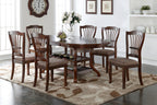 40-2541-7PC 7 pc Bixby espresso cherry finish wood 60" oval dining table set fabric upholstered seats