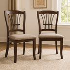 40-2541-7PC 7 pc Bixby espresso cherry finish wood 60" oval dining table set fabric upholstered seats