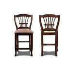 40-2541-12-5PC 5 pc Bixby espresso cherry finish wood 47" round counter height dining table set fabric upholstered seats