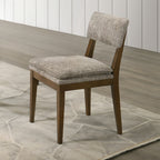 D2749-7PC 7 pc Miller walnut finish wood dining table set fabric chairs mid-century modern style