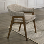D2749-7PC 7 pc Miller walnut finish wood dining table set fabric chairs mid-century modern style