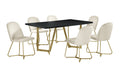 Best Quality D280-CR 7 pc Broadway black finish wood top and gold tone modern dining table set cream chairs