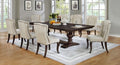 D35-9PC 9 pc Winston porter encore espresso finish wood rustic style dining table set with tufted chairs