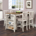 D3651-60CSBSQ-5PC 5 pc Amy bisque beige finish wood 60" counter height dining table set with storage shelves and USB