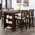 D3651-60CSCHY-5PC 5 pc Amy cherry brown finish wood 60" counter height dining table set with storage shelves and USB
