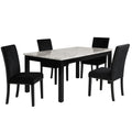 D400-10-BK-5PC 5 pc Celeste faux marble top espresso finish wood 64" dining table set with black chairs