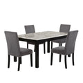 D400-10-GY-5PC 5 pc Celeste faux marble top espresso finish wood 64" dining table set with grey chairs