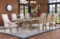 Mc Ferran Cherish Natural Finish Wood Trestle Base 7-Piece Dining Table Set – D4100-7PC