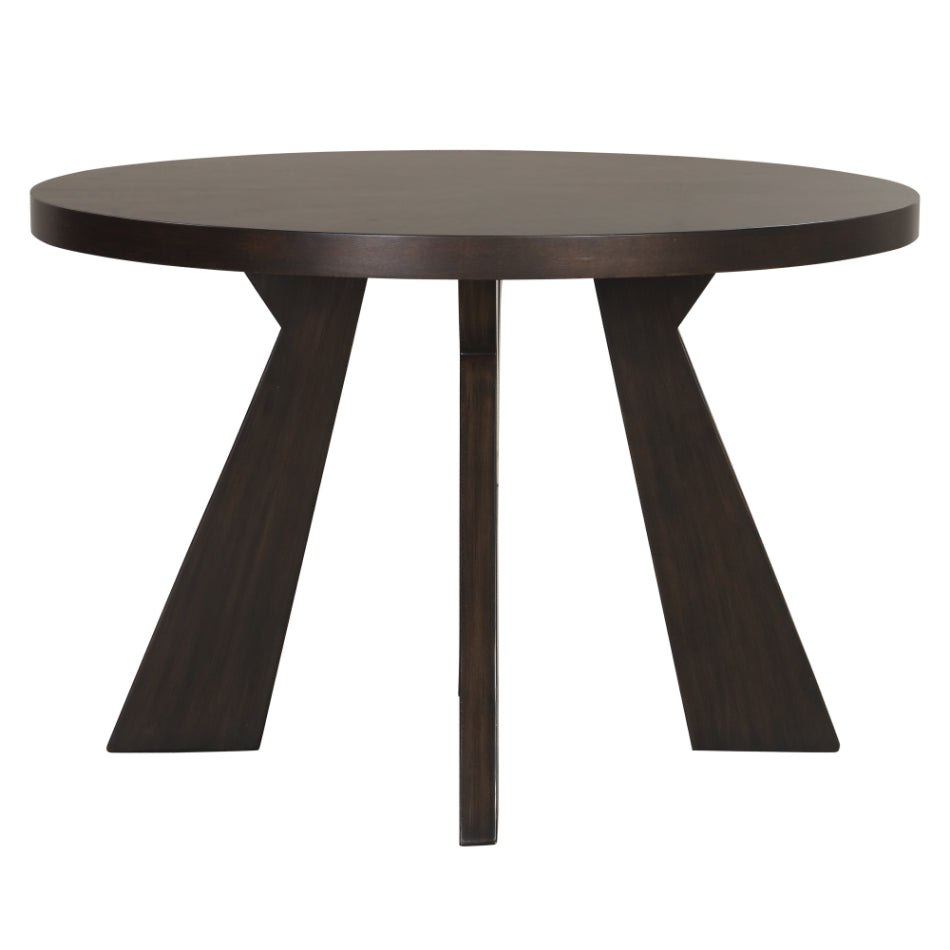 Chestnut Ridge Dark Brown Finish Wood 5-Piece 47" Round Dining Table Set with Fabric Seats & Trestle Base – 40-4124-RD-5PC