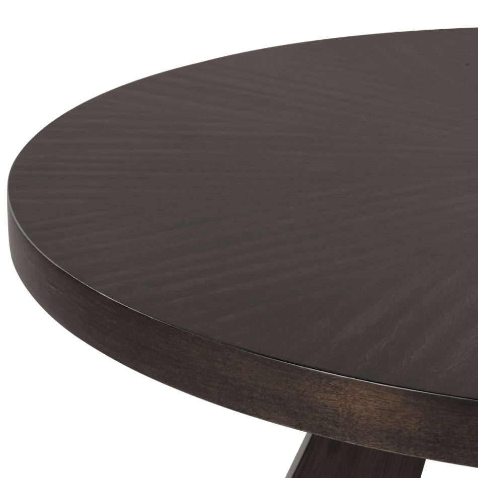 Chestnut Ridge Dark Brown Finish Wood 5-Piece 47" Round Dining Table Set with Fabric Seats & Trestle Base – 40-4124-RD-5PC