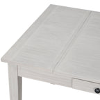 40-4129-7PC 7 pc Echo white wash finish wood 60" dining table set fabric upholstered seating